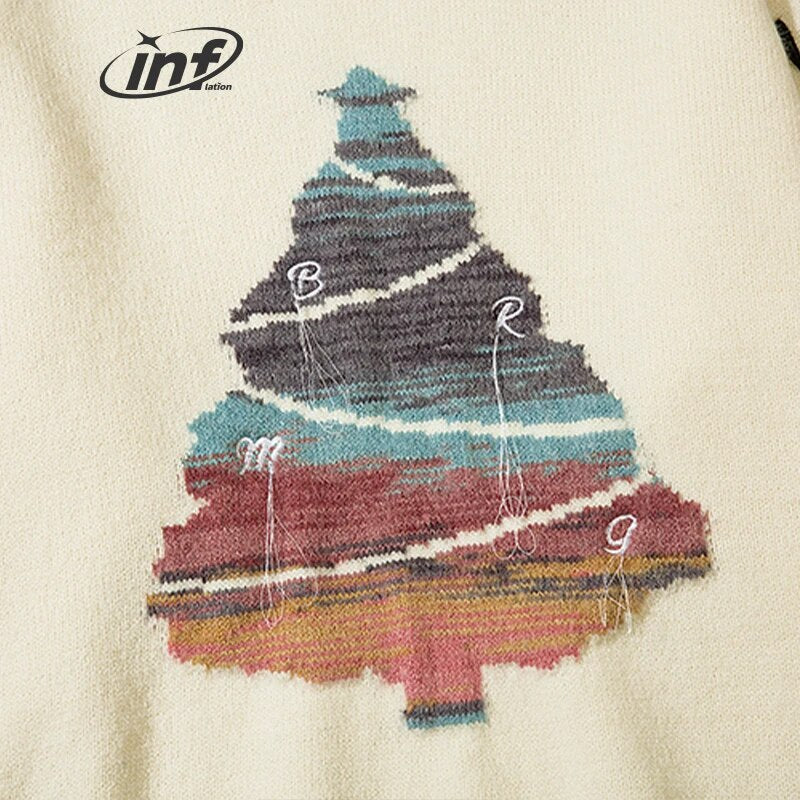 INFLATION Colorful Christmas Tree Patch Sweater