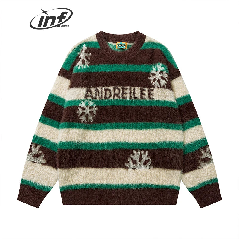 INFLATION Snowflake Stripes Knitted Sweater