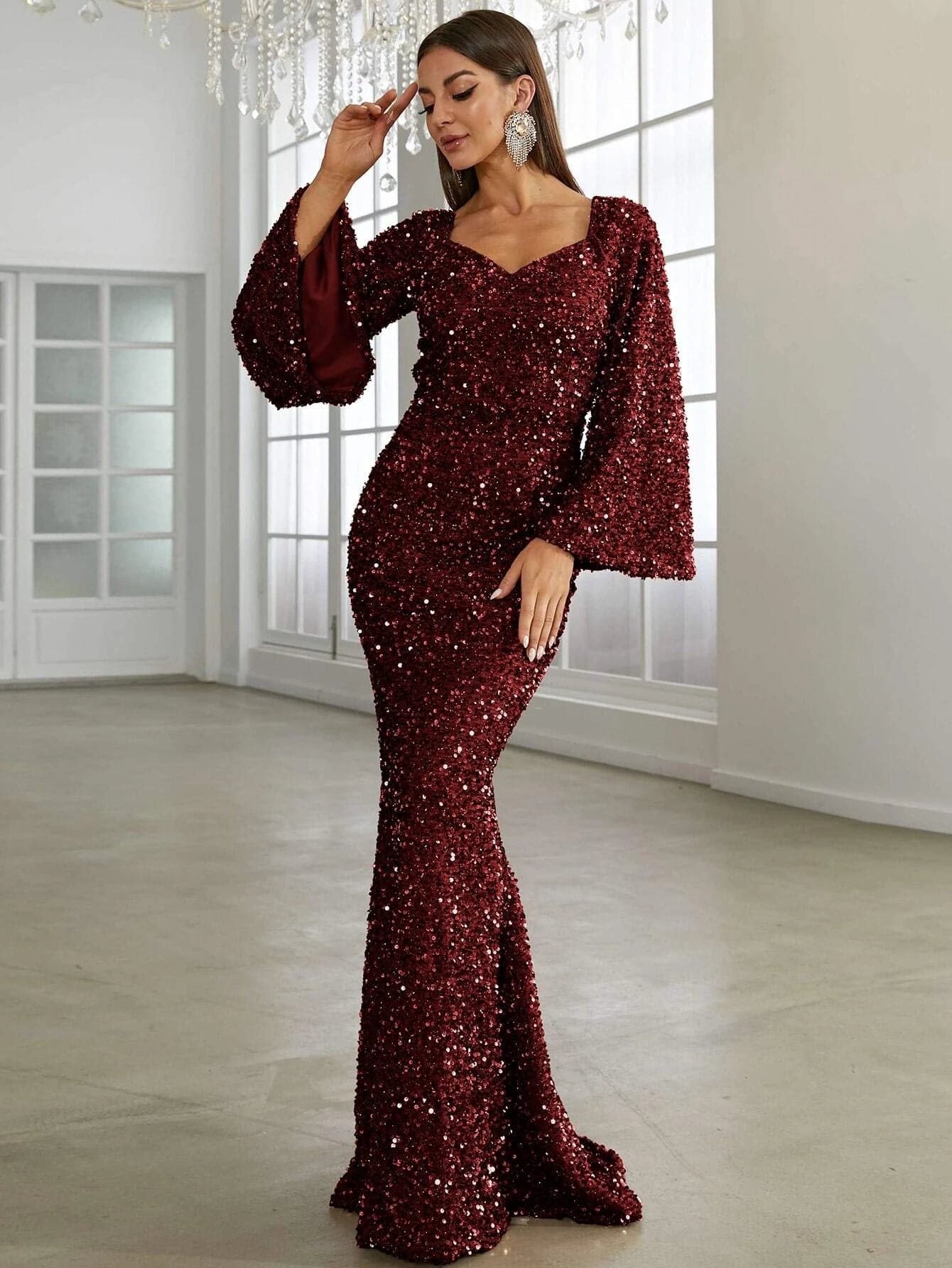 BETSY Sequins Evening Maxi Dress - Veloristore