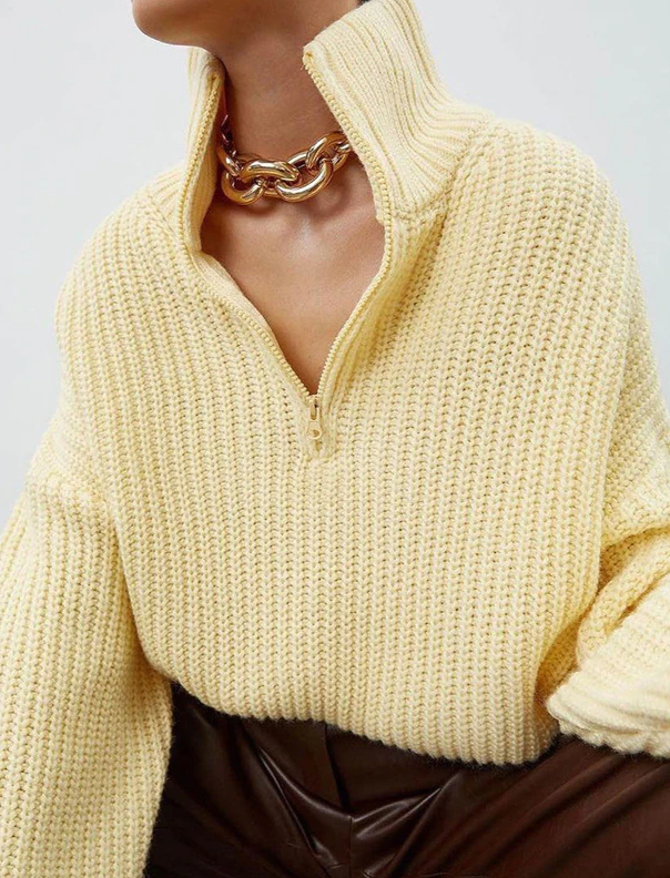 RUTH Zipper Polo Sweater - Veloristore