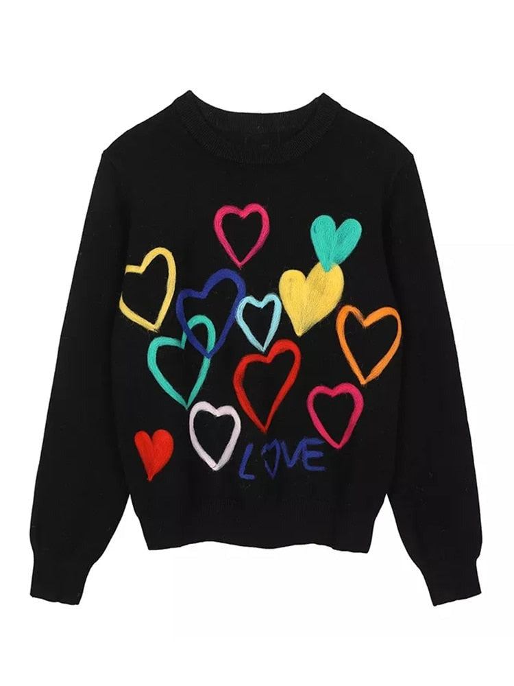 NADIN Colorful Heart Sweater - Veloristore