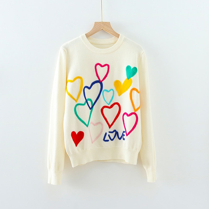 NADIN Colorful Heart Sweater - Veloristore