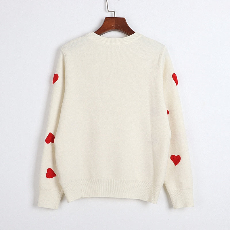 HEATHER Embroidery Heart Sweater - Veloristore