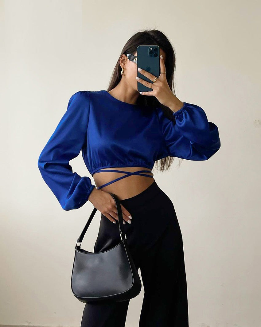 JOYCE Satin Crop Top - Veloristore