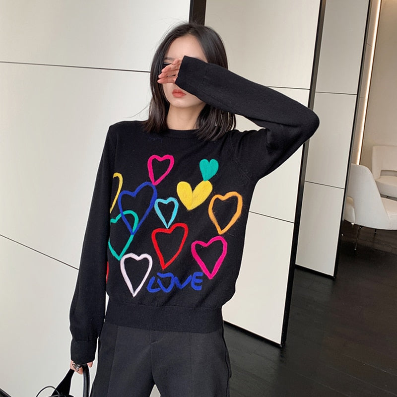 NADIN Colorful Heart Sweater - Veloristore