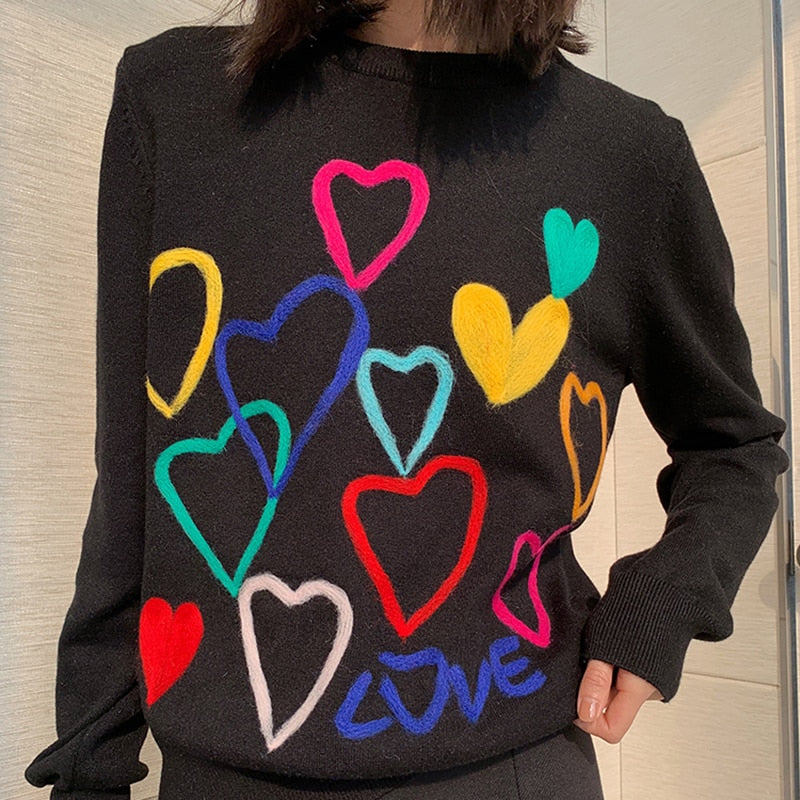 NADIN Colorful Heart Sweater - Veloristore