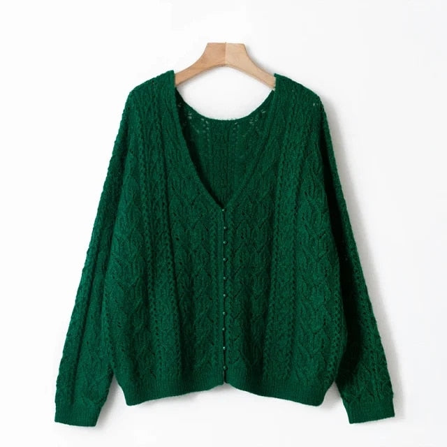 VALERIA Mohair Blends Knit Cardigan