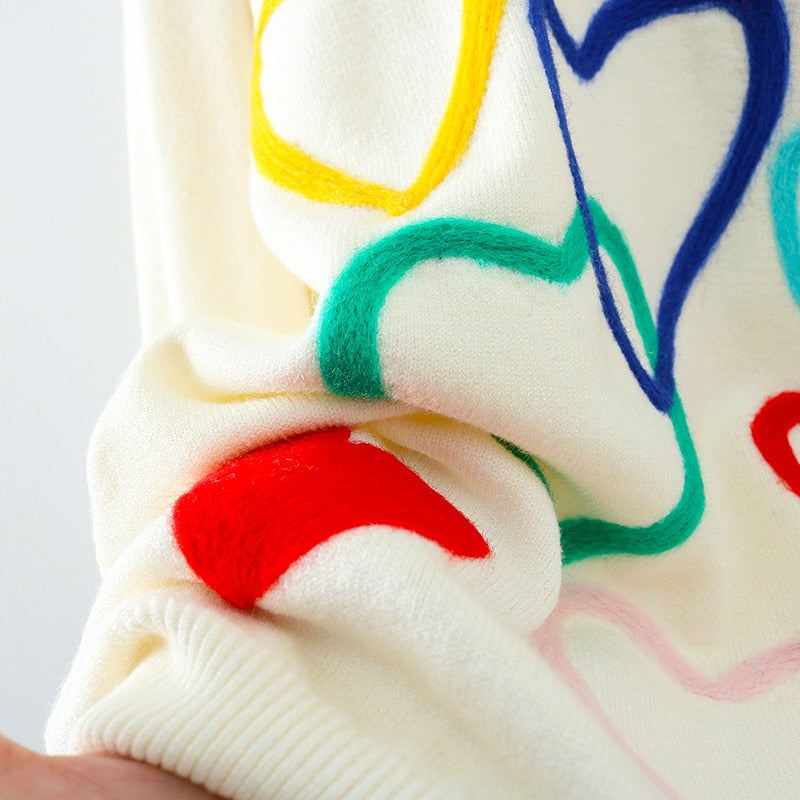 NADIN Colorful Heart Sweater - Veloristore