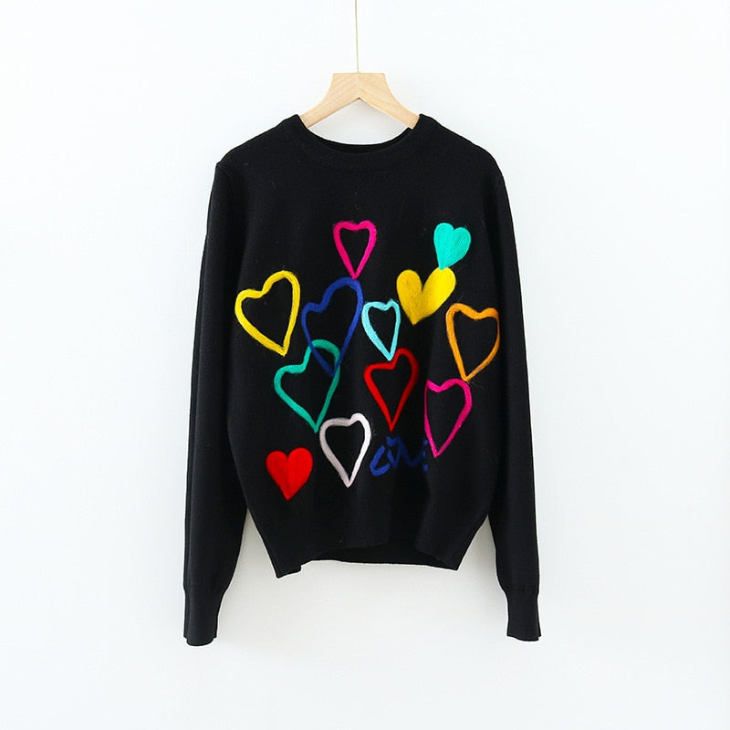 NADIN Colorful Heart Sweater - Veloristore