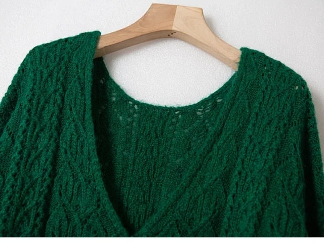 VALERIA Mohair Blends Knit Cardigan