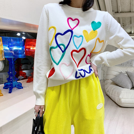 NADIN Colorful Heart Sweater