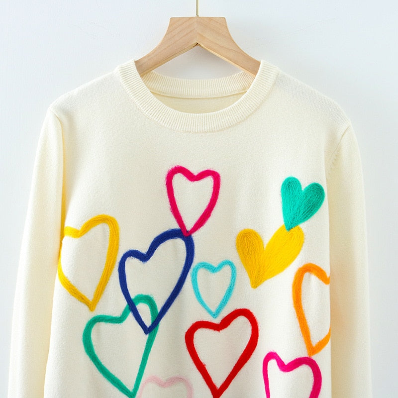 NADIN Colorful Heart Sweater