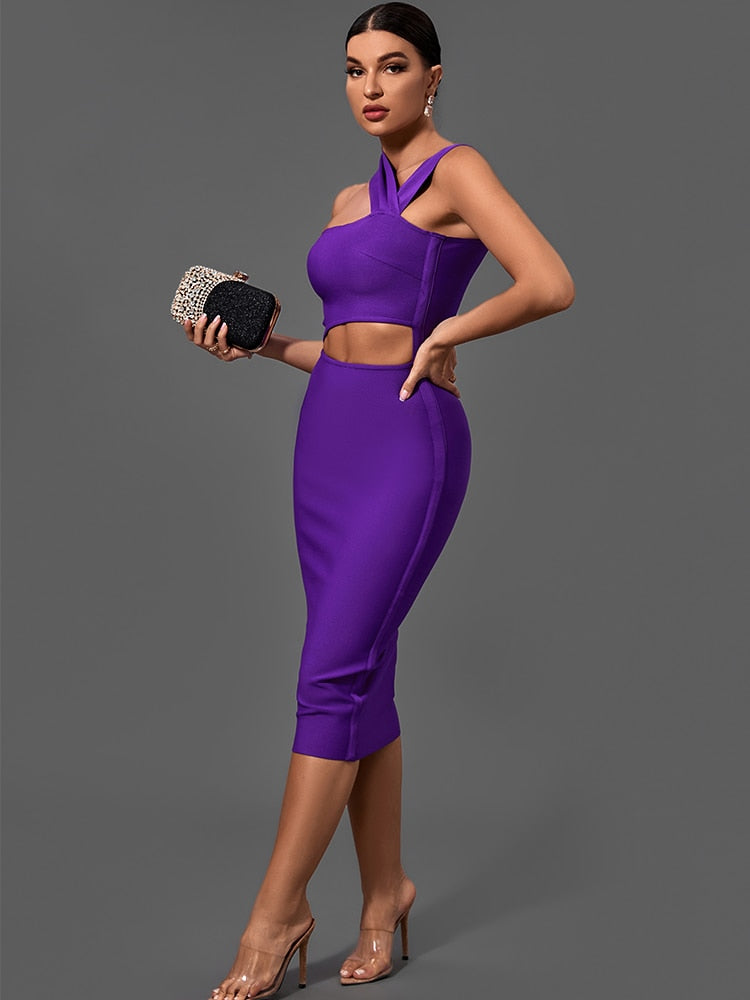 STEFANIA Purple Bodycon Dress