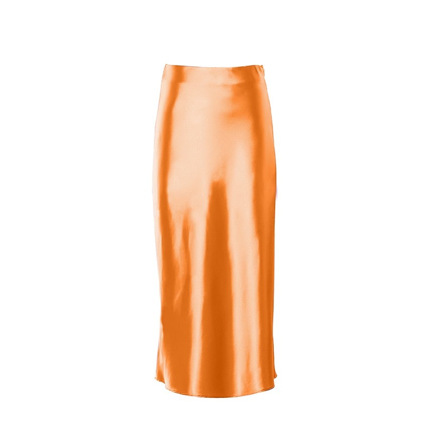 LILIAN Solid Satin Skirt - Veloristore