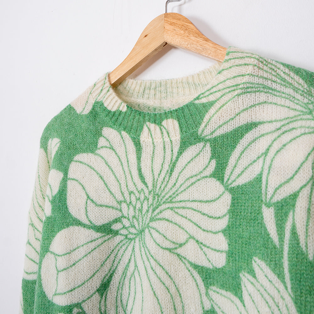 ASTER Big Floral Print Sweater