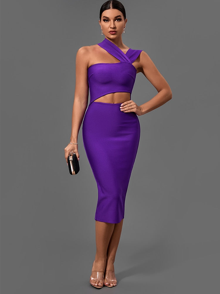 Purple bandage dress hotsell