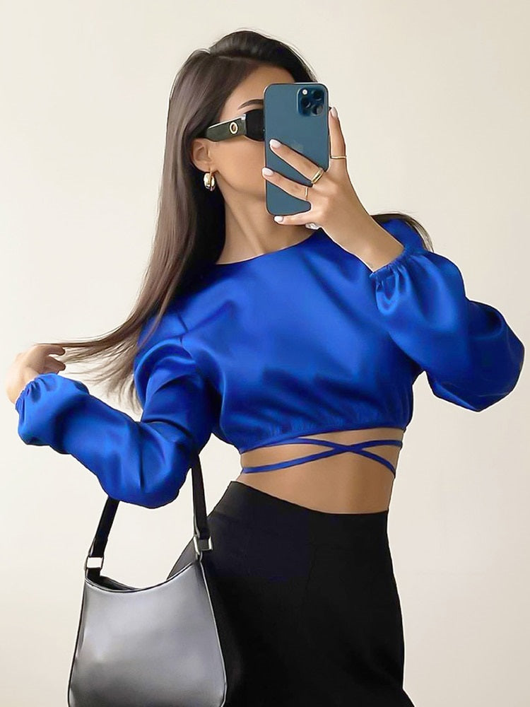 JOYCE Satin Crop Top - Veloristore