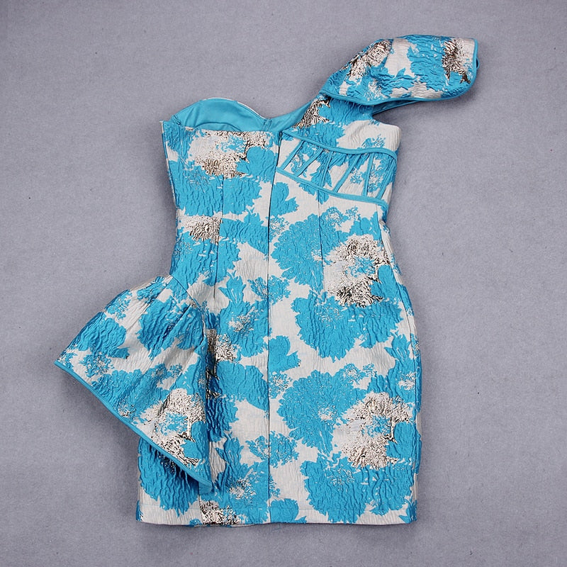 JOAN Jacquard One-Shoulder Mini Dress