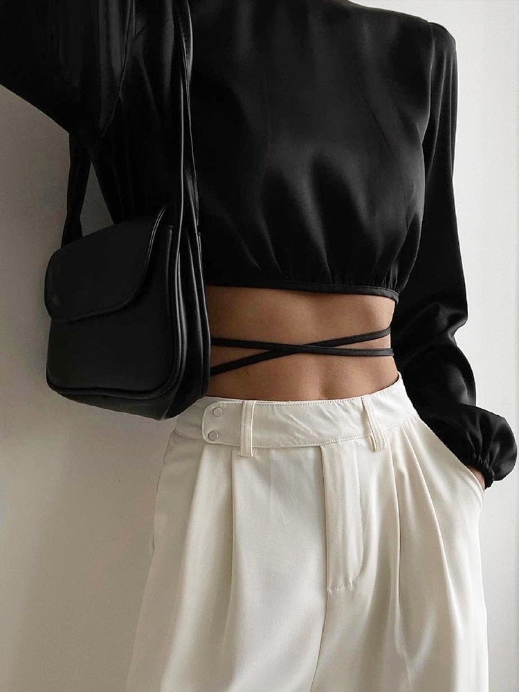 JOYCE Satin Crop Top - Veloristore