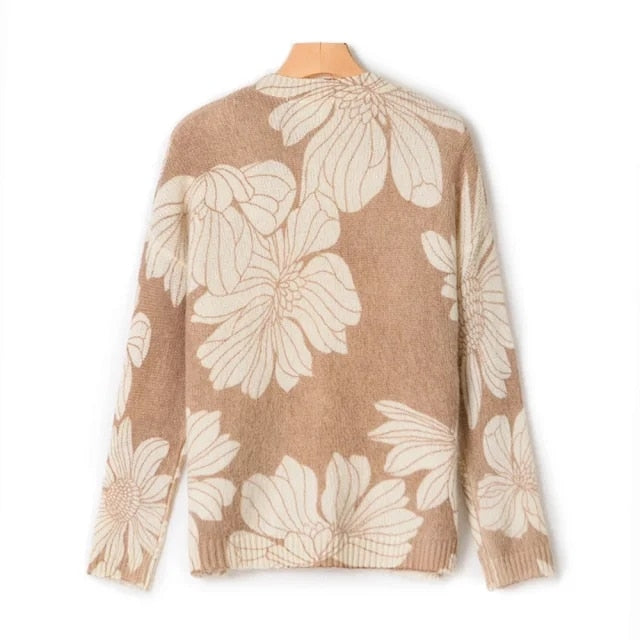 ASTER Big Floral Print Sweater