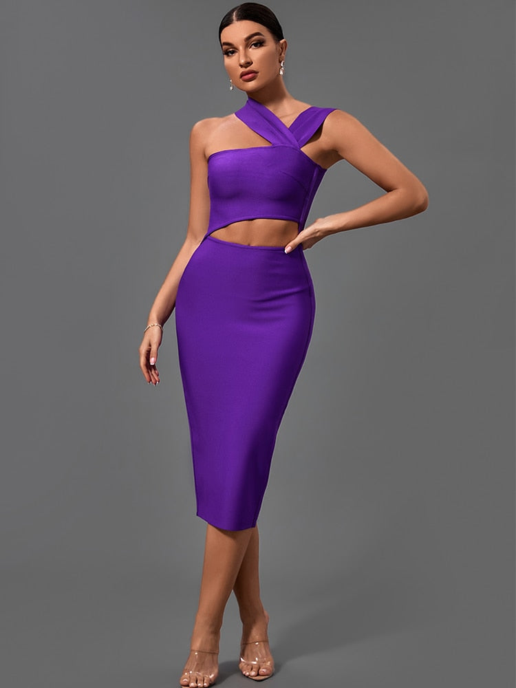STEFANIA Purple Bodycon Dress