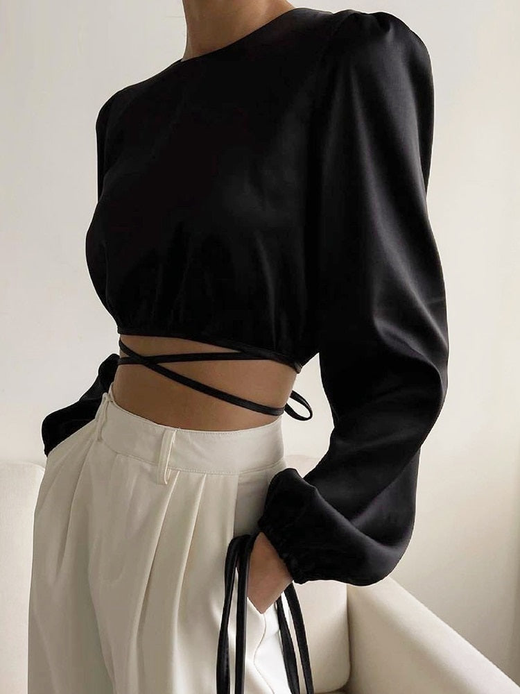 JOYCE Satin Crop Top - Veloristore