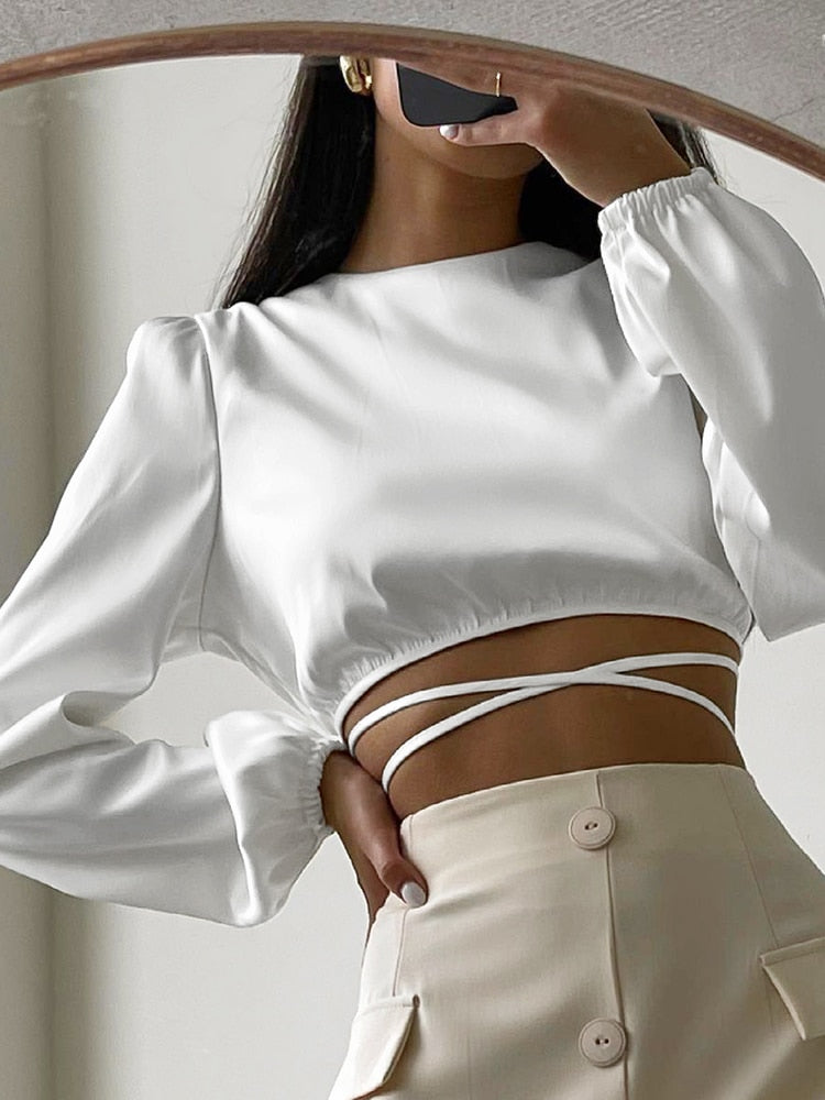 JOYCE Satin Crop Top - Veloristore