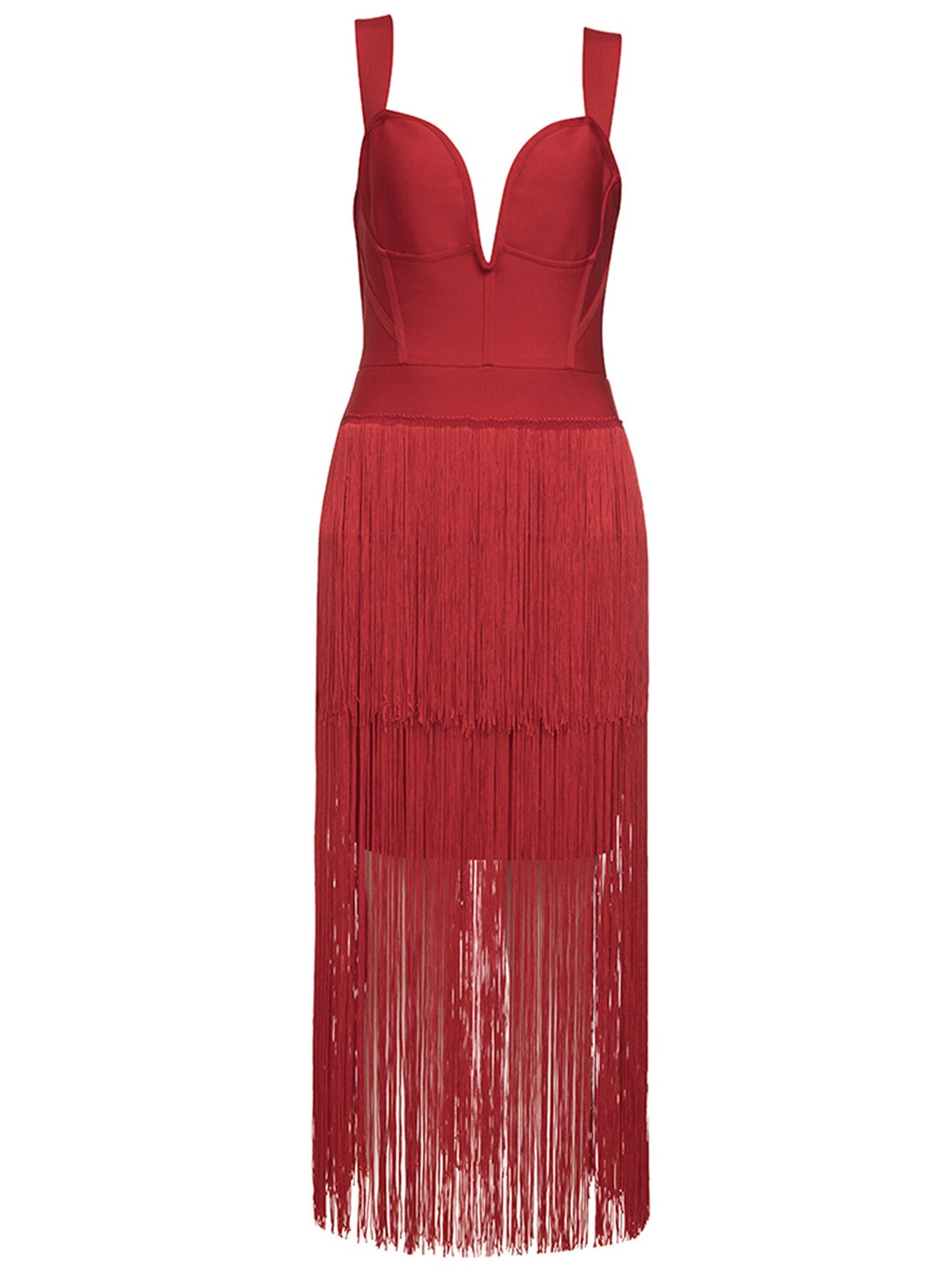 CONSTANCE Red Tassel Bandage Dress - Veloristore