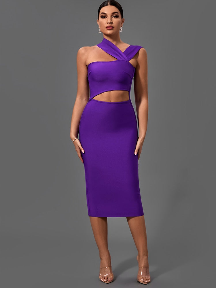 Purple Bodycon Dresses Short Flare Sleeve High Waist Midi Evening Cocktail  Party Outfits for Women Large Size 3XL 4XL Gowns