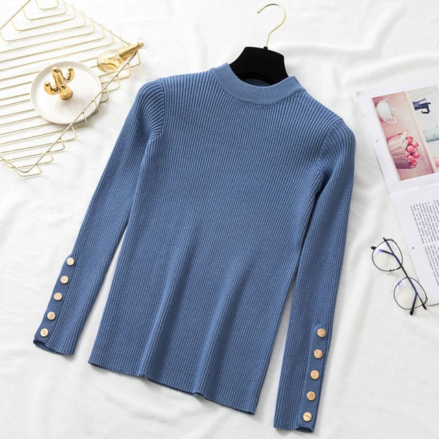Button O-Neck Sweater - Veloristore