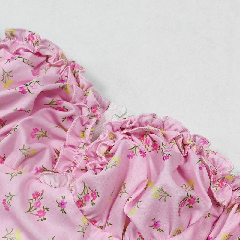 ROSEANNE Pink Floral Strapless Midi Dress - Veloristore