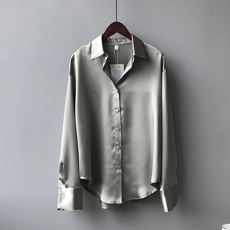 DELIA Satin Silk Shirt - Veloristore