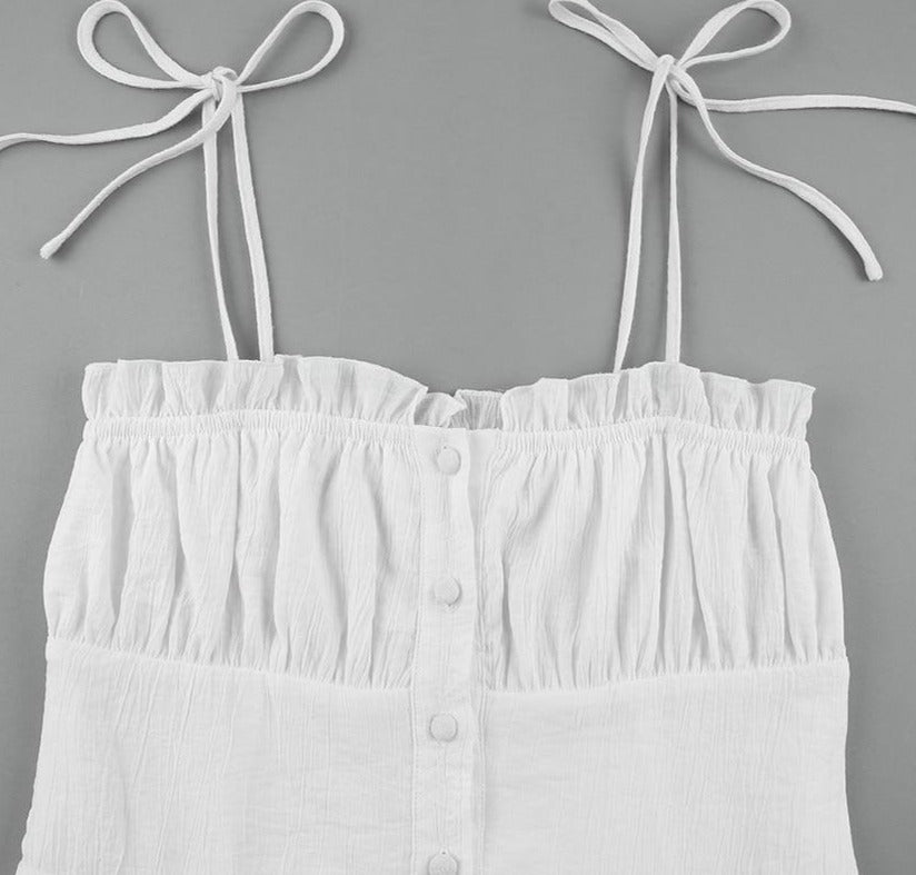 MARIA White Cotton Mini Dress - Veloristore