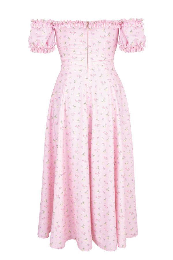 ROSEANNE Pink Floral Strapless Midi Dress - Veloristore